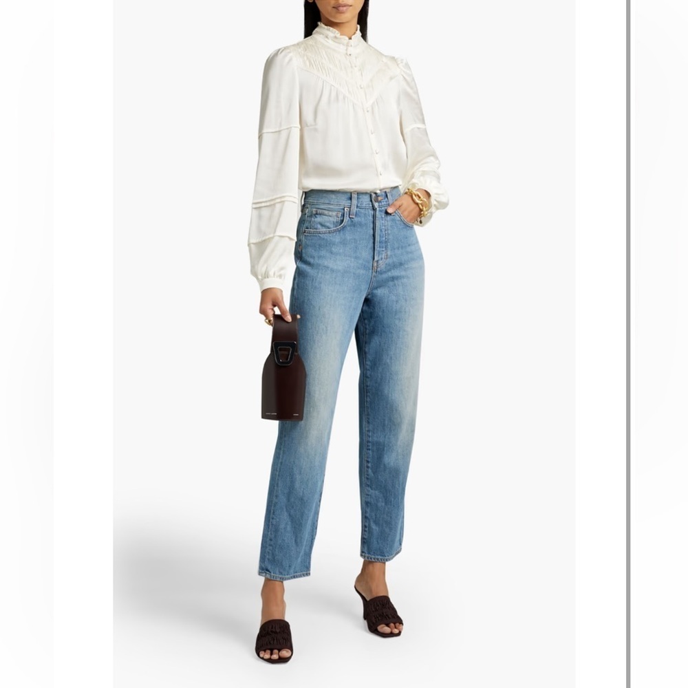 NWT Veronica Beard Blake Faded Light Blue High Rise Straight Leg Jeans